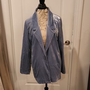 Eileen Fisher blue haze velvet like blazer jacket size M